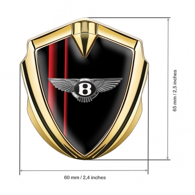 Bentley 3D Car Metal Emblem Gold Black Base Red Stripes Chrome Logo