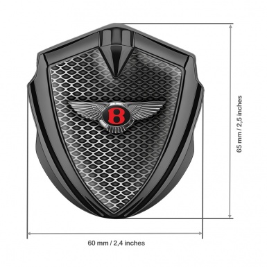 Bentley 3D Car Metal Domed Emblem Graphite Metallic Grate Chrome Logo