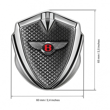Bentley 3D Car Metal Domed Emblem Silver Metallic Grate Chrome Logo