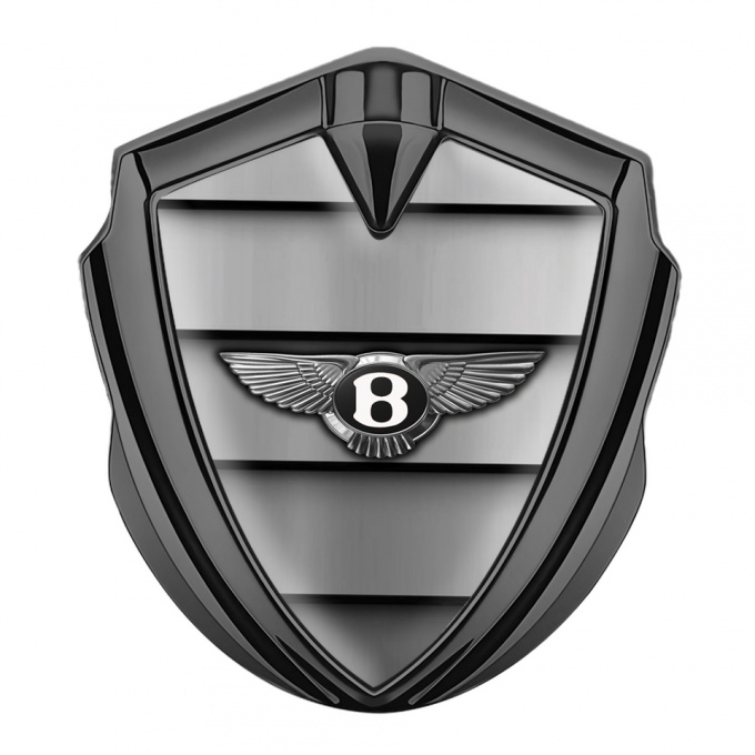 Bentley Bodyside Domed Emblem Graphite Metal Shutter Effect Chrome Logo