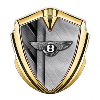Bentley Tuning Emblem Self Adhesive Gold Crossed Brushed Metal Effect