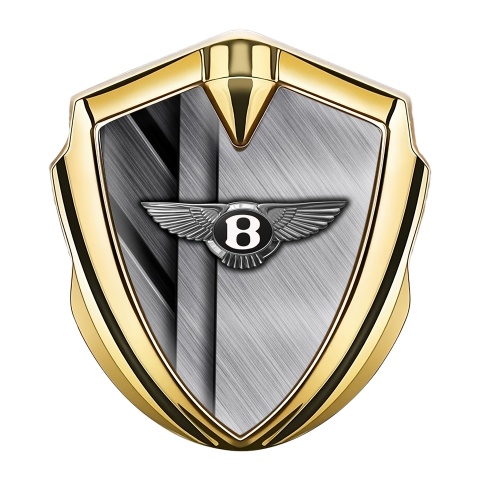 Bentley Tuning Emblem Self Adhesive Gold Crossed Brushed Metal Effect