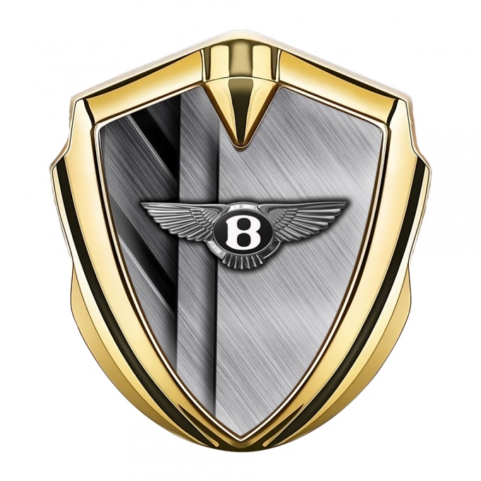 Bentley Tuning Emblem Self Adhesive Gold Crossed Brushed Metal Effect
