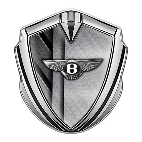 Bentley Tuning Emblem Self Adhesive Silver Crossed Brushed Metal Effect
