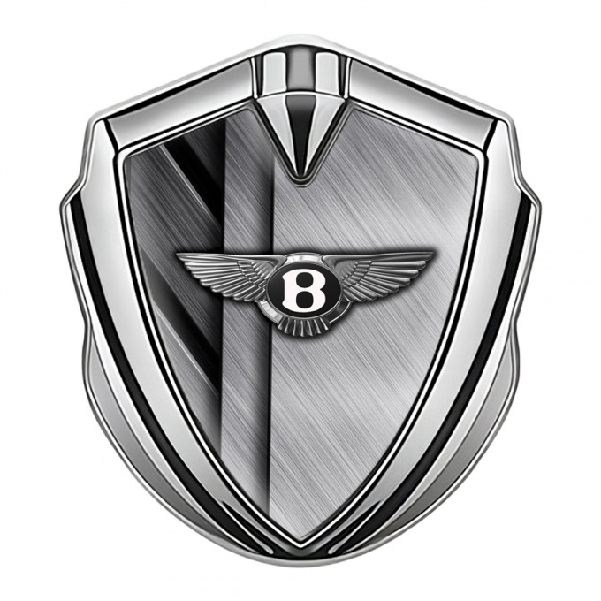 Bentley Tuning Emblem Self Adhesive Silver Crossed Brushed Metal Effect