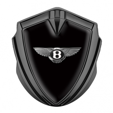 Bentley Fender Metal Domed Emblem Graphite Black Base Classic Design