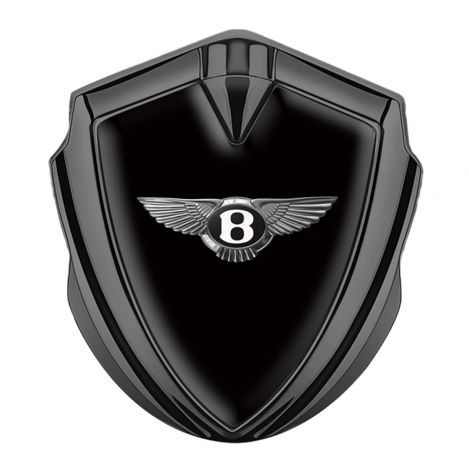 Bentley Fender Metal Domed Emblem Graphite Black Base Classic Design
