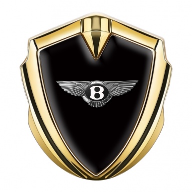 Bentley Fender Metal Domed Emblem Gold Black Base Classic Design
