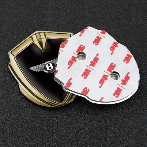 Bentley Fender Metal Domed Emblem Gold Black Base Classic Design