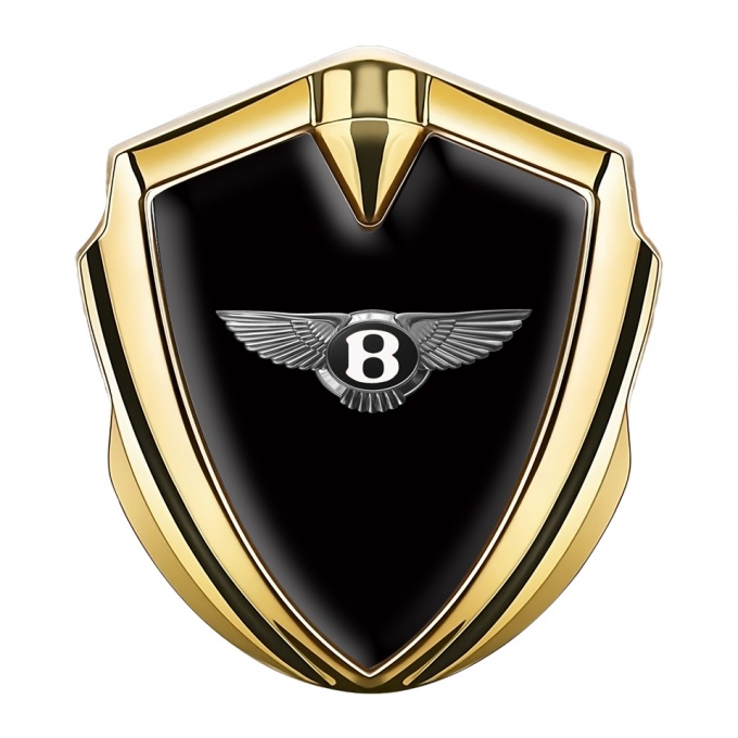 Bentley Fender Metal Domed Emblem Gold Black Base Classic Design