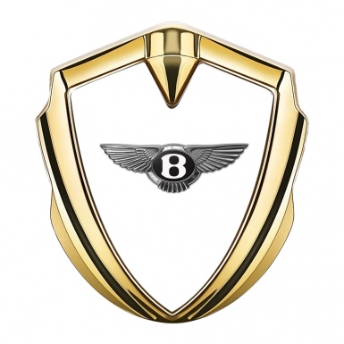 Bentley Trunk Domed Emblem Badge Gold White Base Classic Edition