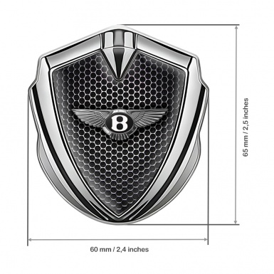 Bentley 3D Car Domed Metal Emblem Silver Dark Grate Classic Edition