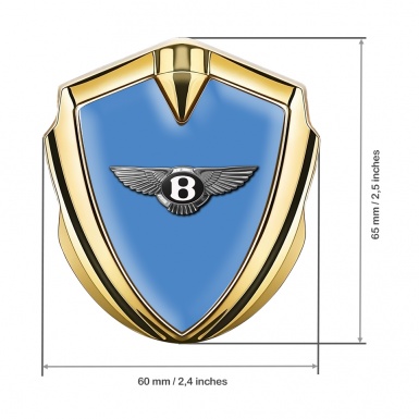 Bentley Bodyside Domed Emblem Gold Blue Base Classic Chrome Effect