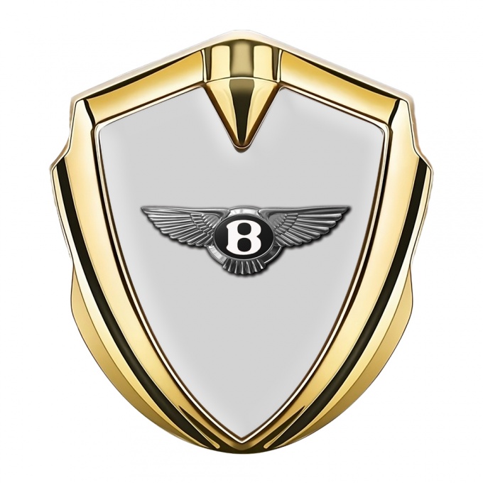 Bentley Bodyside Badge Self Adhesive Gold Grey Base Chrome Effect