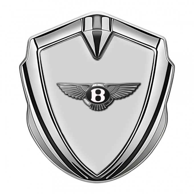 Bentley Bodyside Badge Self Adhesive Silver Grey Base Chrome Effect