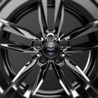 Skull In Disco Lights Sticker Wheel Center Hub Cap