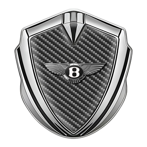 Bentley Tuning Emblem Self Adhesive Silver Dark Carbon Chrome Effect