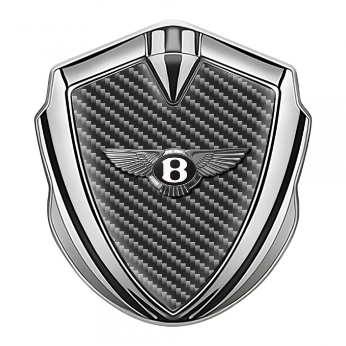 Bentley Tuning Emblem Self Adhesive Silver Dark Carbon Chrome Effect