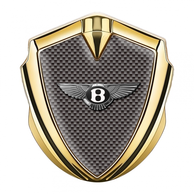Bentley Fender Emblem Domed Badge Gold Grey Carbon Classic Logo