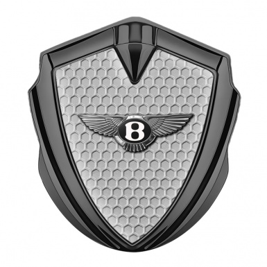 Bentley Fender Metal Emblem Badge Graphite Grey Hexagon Chrome Logo