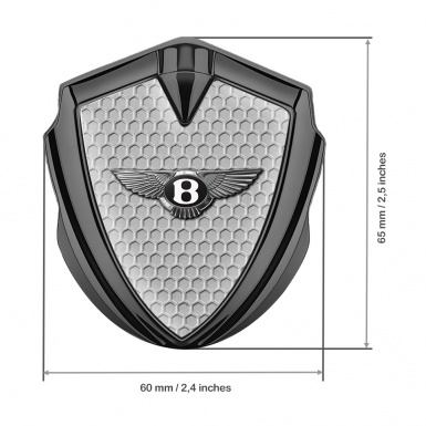 Bentley Fender Metal Emblem Badge Graphite Grey Hexagon Chrome Logo