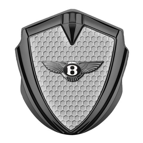 Bentley Fender Metal Emblem Badge Graphite Grey Hexagon Chrome Logo