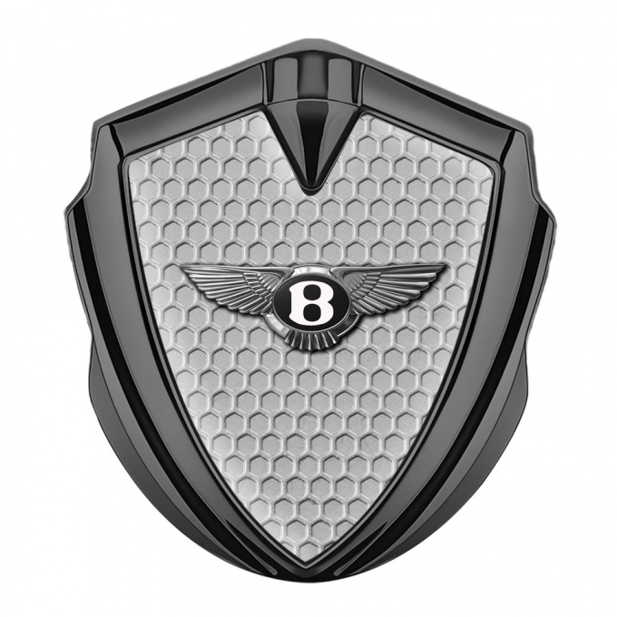 Bentley Fender Metal Emblem Badge Graphite Grey Hexagon Chrome Logo