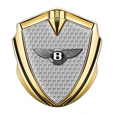 Bentley Fender Metal Emblem Badge Gold Grey Hexagon Chrome Logo