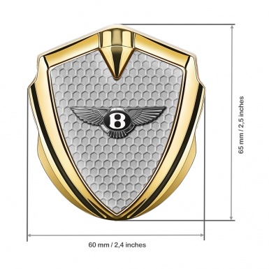Bentley Fender Metal Emblem Badge Gold Grey Hexagon Chrome Logo