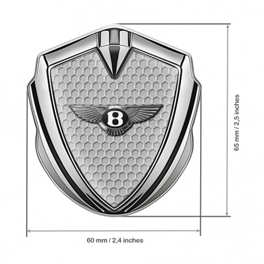 Bentley Fender Metal Emblem Badge Silver Grey Hexagon Chrome Logo