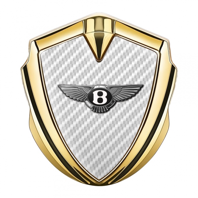 Bentley Trunk Emblem Badge Gold White Carbon Clean Chrome Edition