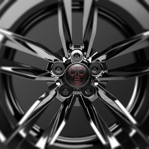 Skull Domed Stickers Wheel Center Cap 3D Image Of A Skull Wrapped In Cockroaches