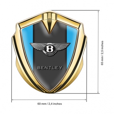 Bentley 3D Car Metal Emblem Gold Blue Base Center Pilar Chrome Effect