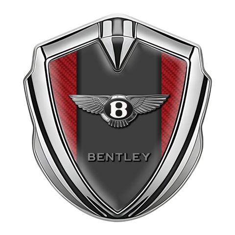 Bentley Bodyside Domed Emblem Silver Red Carbon Base Center Pilar