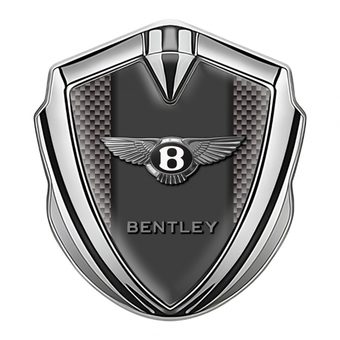 Bentley Fender Emblem Badge Silver Grey Carbon Base Center Pilar Design