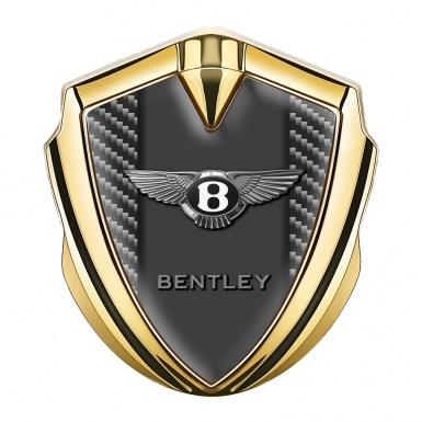 Bentley Fender Metal Emblem Badge Gold Dark Carbon Center Pilar