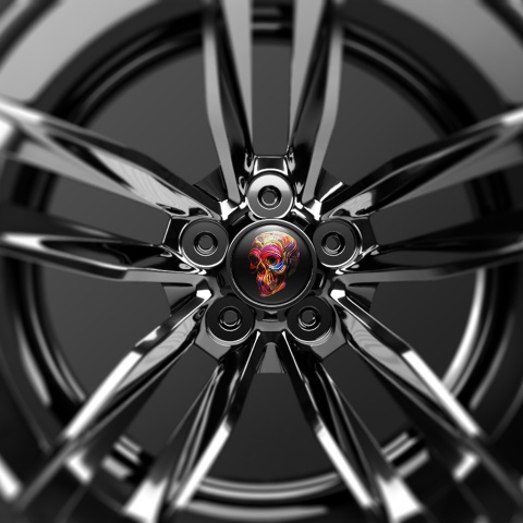 Skull Sticker Wheel Center Hub Cap 3D Multicolored Cranium