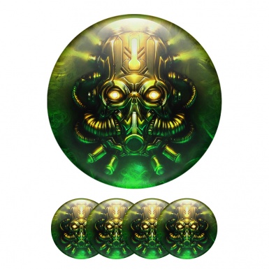 Skull Wheel Center Cap Domed Stickers Gas Mask