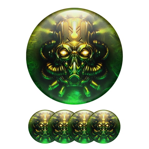 Skull Wheel Center Cap Domed Stickers Gas Mask