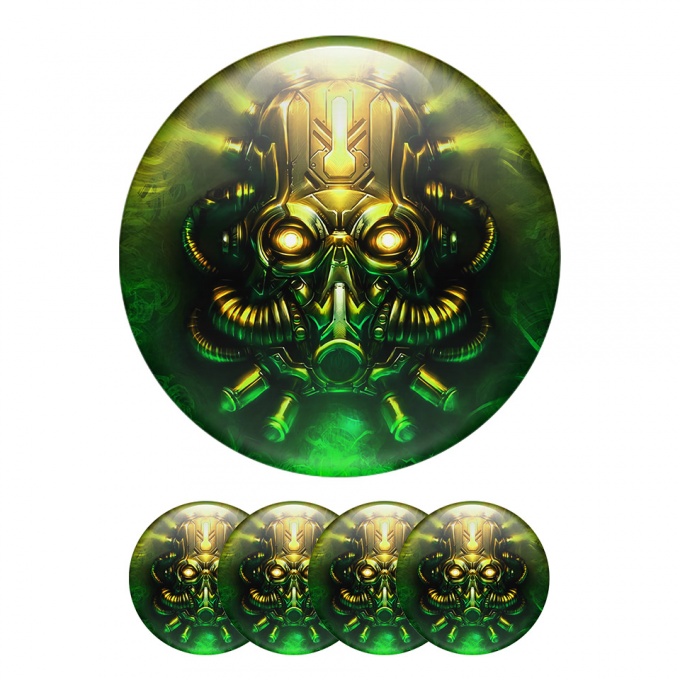 Skull Wheel Center Cap Domed Stickers Gas Mask