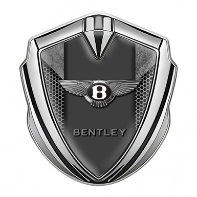 Bentley Tuning Emblem Self Adhesive Silver Honeycomb Stone Slab Effect