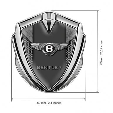 Bentley Tuning Emblem Self Adhesive Silver Honeycomb Stone Slab Effect