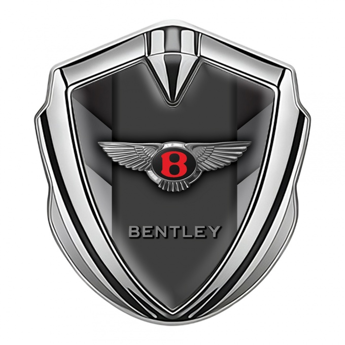 Bentley Metal Emblem Self Adhesive Silver V Shaped Forms Red Logo Design