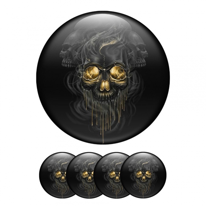 Skull Silicone Stickers Center Hub Fiery Eyes