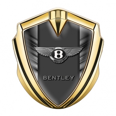 Bentley Fender Emblem Domed Badge Gold Grey Lines Classic Edition
