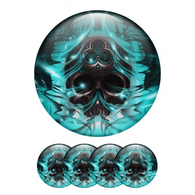 Skull Sticker Wheel Center Hub Cap Ice Face