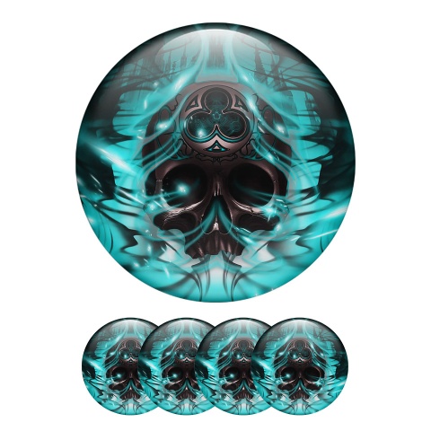 Skull Sticker Wheel Center Hub Cap Ice Face