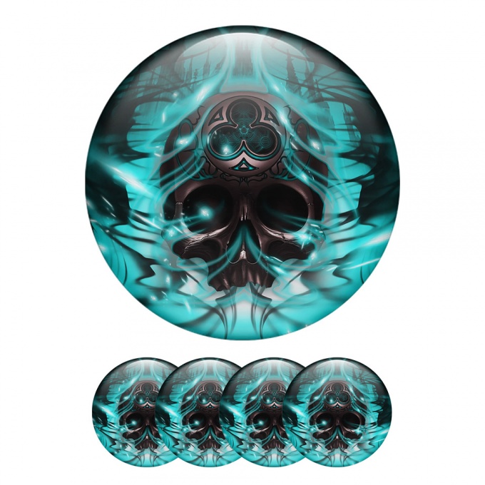 Skull Sticker Wheel Center Hub Cap Ice Face