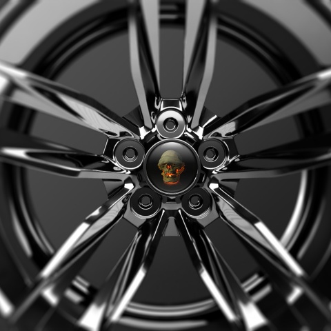 Skull Wheel Center Cap Domed Stickers Fire Scarf