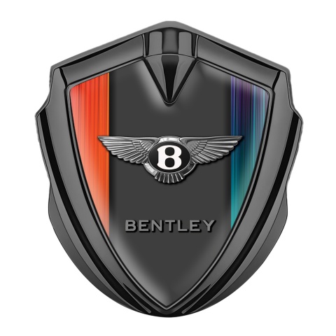 Bentley Fender Metal Domed Badge Graphite Gradient Stripes Classic Logo